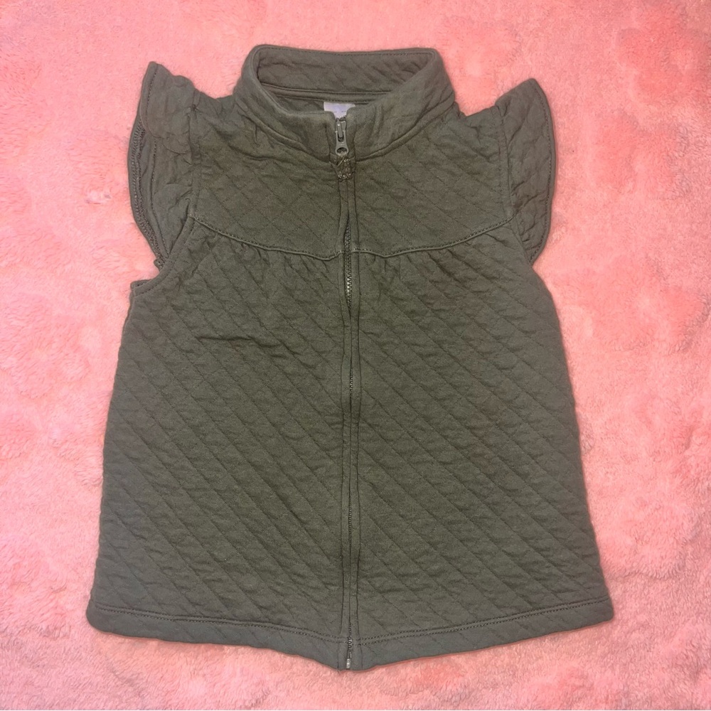 Girls Green Size 5T Simple Joys By Carter’s Sleeveless Zip Sweater Shirt Vest